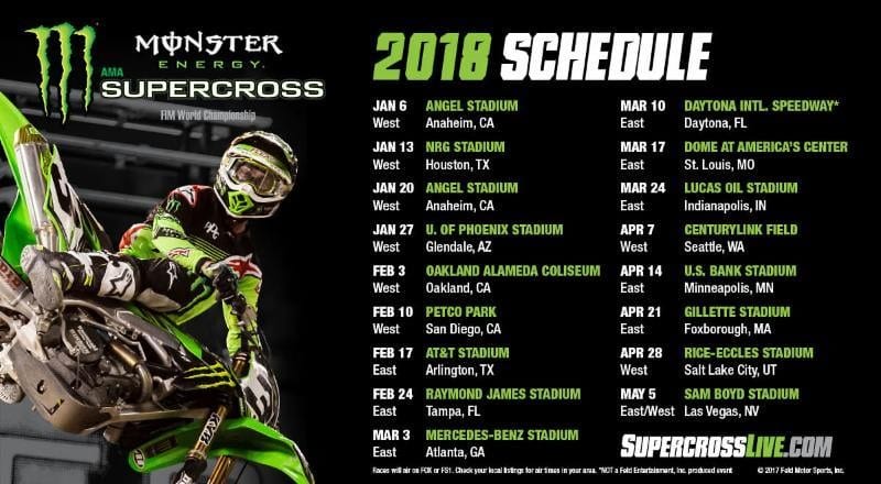 2018 Monster Energy Supercross Schedule